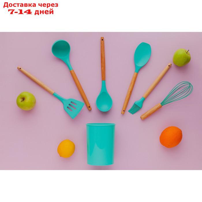 Набор кухонных принадлежностей "Лиам" 7 предметов 33х12,5х12,5 см, цвет бирюзовый - фото 8 - id-p209299629