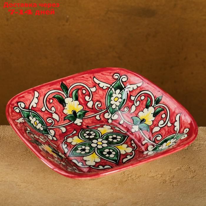 Салатница Риштанская Керамика, красная, 17см - фото 1 - id-p209298668
