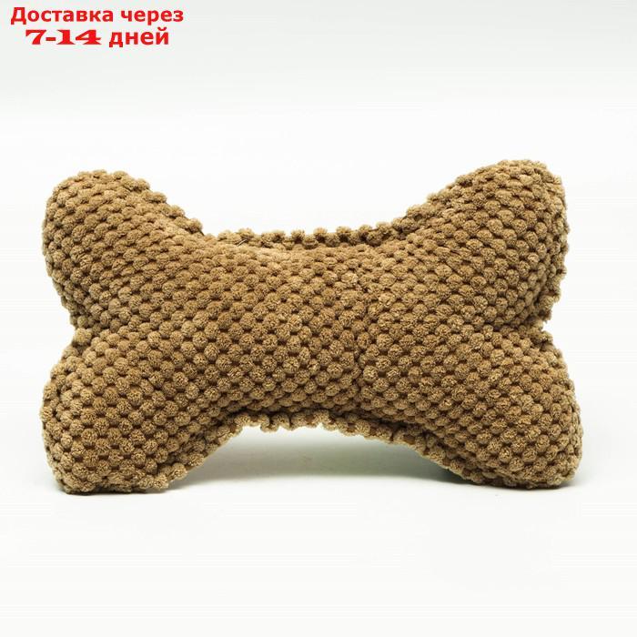 Игрушка мягкая для собак "Ди-кость", двутканевая, с пищалкой, 22 х 15 см, бежево-зелёная - фото 2 - id-p209300686