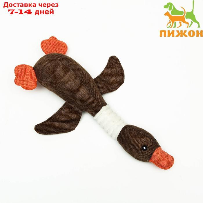 Игрушка текстильная "Утка" с пищалкой, 31 см, коричневая - фото 1 - id-p209300687