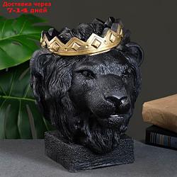 Копилка "Лев в короне" черный с золотом, 26см