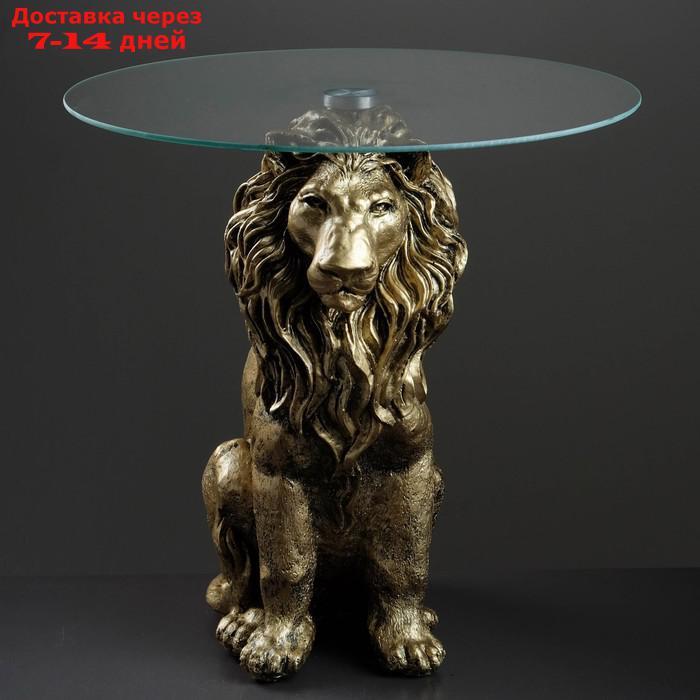 Подставка - стол "Лев сидя", бронза 57см ПОЛИСТОУН - фото 2 - id-p209290063