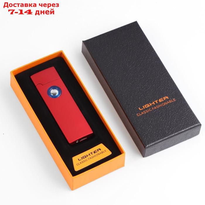 Зажигалка электронная в подарочной коробке, USB, спираль, красная, 2.5х8 см - фото 5 - id-p209291620