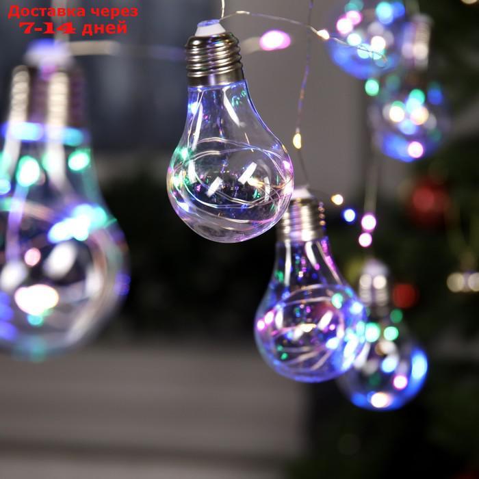 Гирлянда "Нить" с насадками "Лампочки" 3 м, 10 пластиковых лампочек, LED-100-12V, нить прозрачная, свечение - фото 1 - id-p209300792