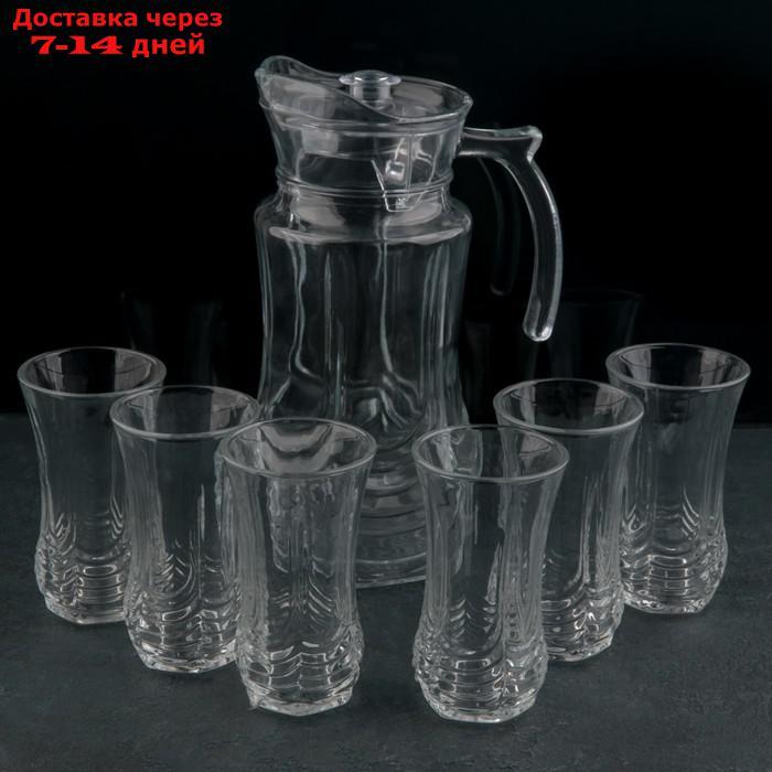 Набор питьевой "Волна", 7 предметов: кувшин 1,9 л, 6 стаканов 200 мл - фото 1 - id-p209304759