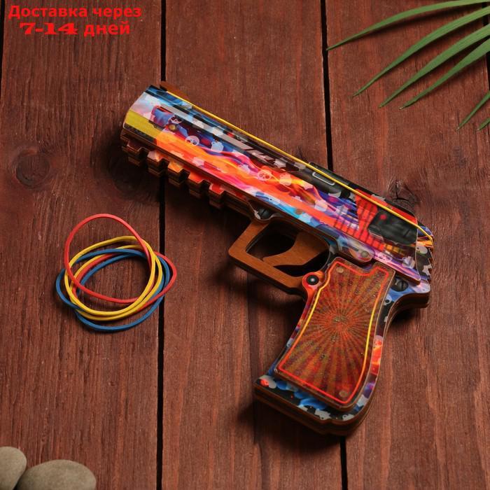 Сувенир деревянный "Пистолет-резинкострел" разноцветный - фото 1 - id-p209299814