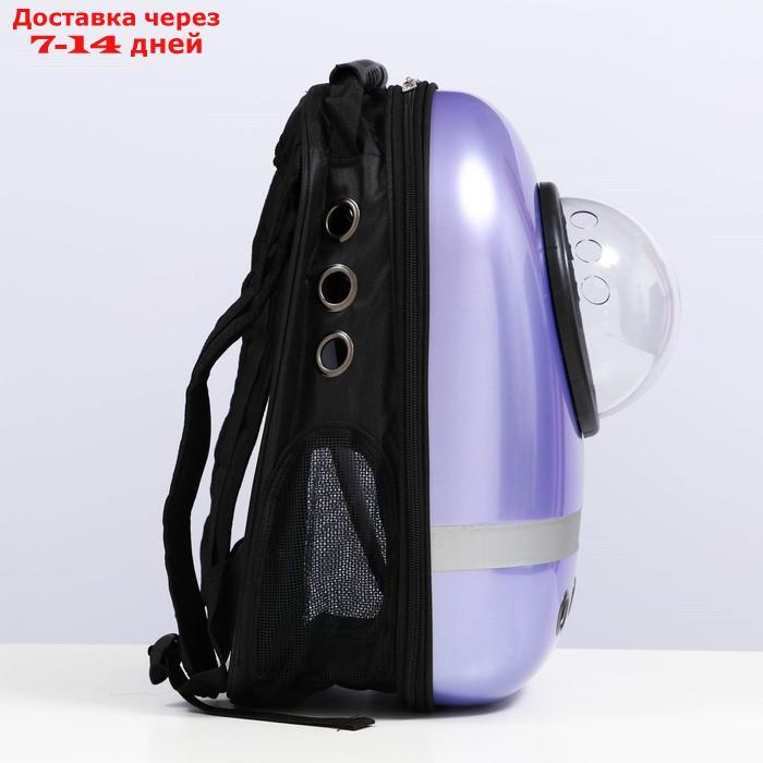 Рюкзак для переноски с окном для обзора и светоотражающей полосой, 32х26х44 см, сиреневый - фото 3 - id-p209291659
