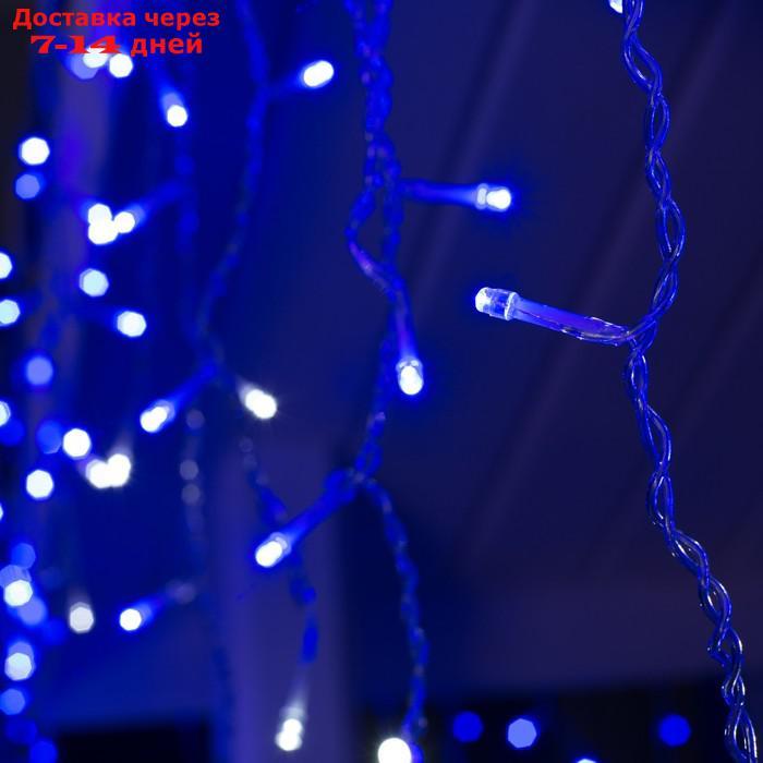 Гирлянда "Бахрома" 3 х 0.6 м , IP44, УМС, прозрачная нить, 160 LED, свечение синее, мерцание белым, 220 В - фото 2 - id-p209295862