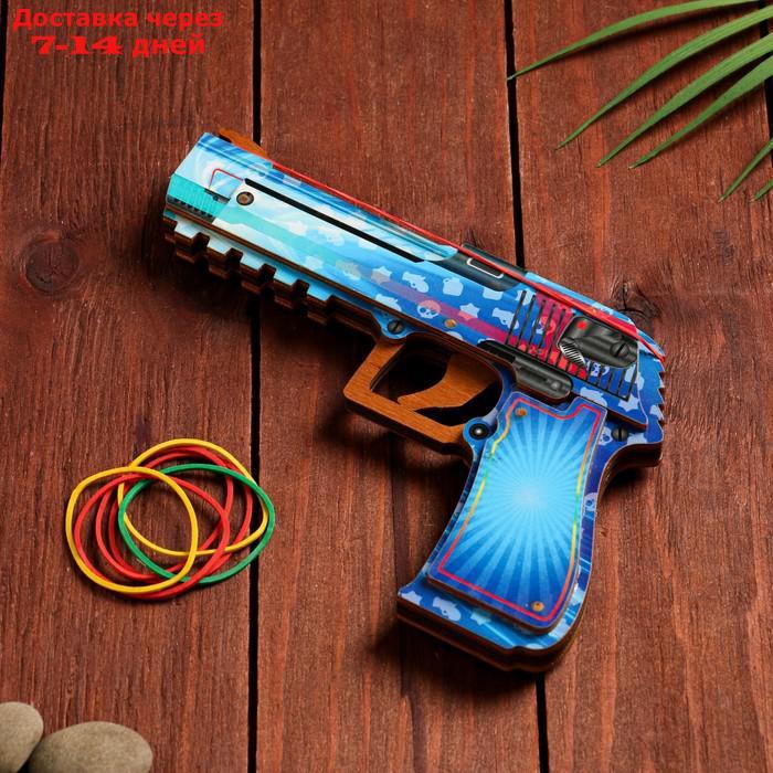 Сувенир деревянный "Пистолет-резинкострел" голубой - фото 1 - id-p209299819