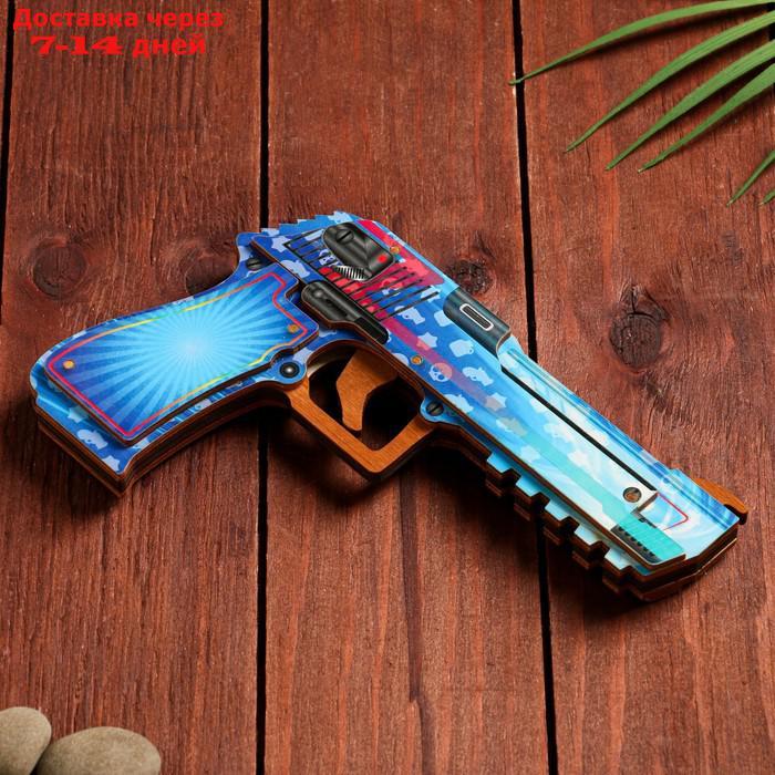 Сувенир деревянный "Пистолет-резинкострел" голубой - фото 2 - id-p209299819