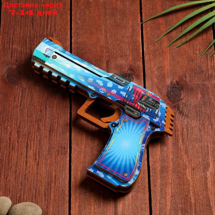 Сувенир деревянный "Пистолет-резинкострел" голубой - фото 3 - id-p209299819