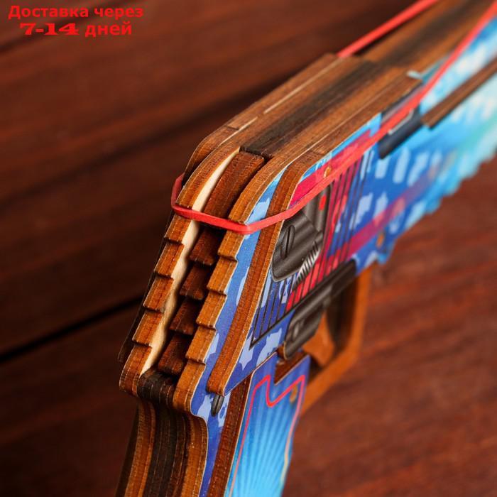 Сувенир деревянный "Пистолет-резинкострел" голубой - фото 4 - id-p209299819