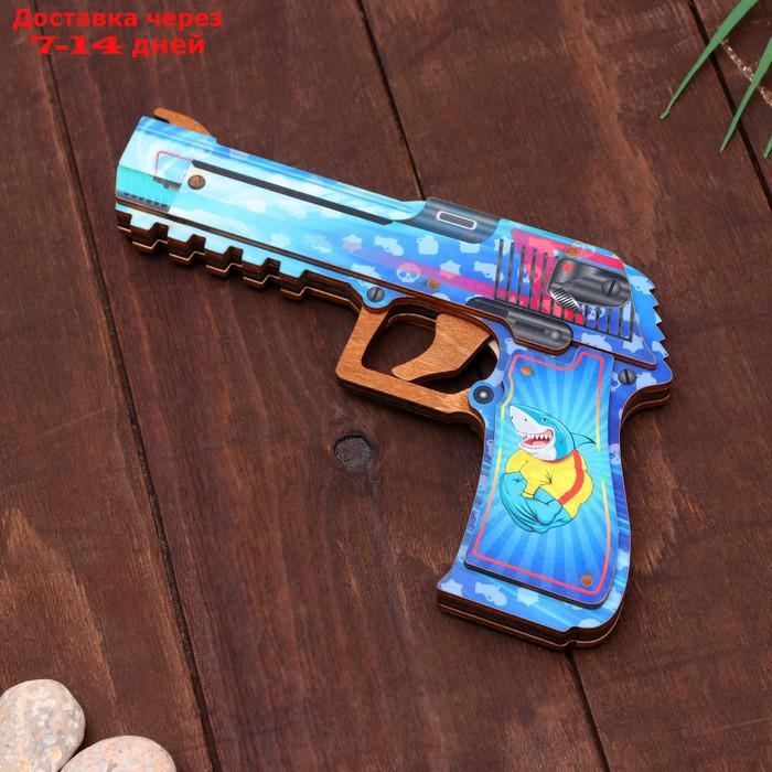 Сувенир деревянный "Пистолет-резинкострел" голубой - фото 5 - id-p209299819
