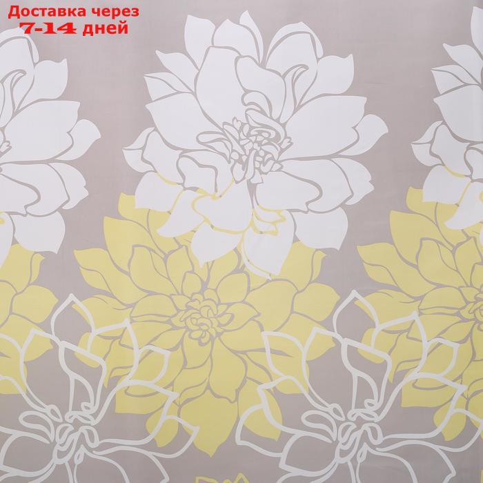 Штора для ванной комнаты Доляна "Большие цветы", 180×180 см, полиэстер, цвет жёлтый - фото 2 - id-p209300821
