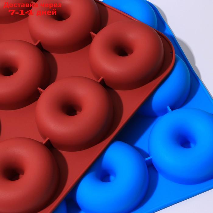 Форма для выпечки Доляна "Пончик", 32×32 см, 9 ячеек, цвет МИКС - фото 6 - id-p209295895