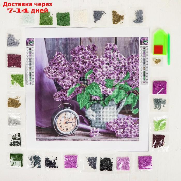 Алмазная мозаика с частичным заполнением "Сирень", 37 х 37 см - фото 4 - id-p209304813