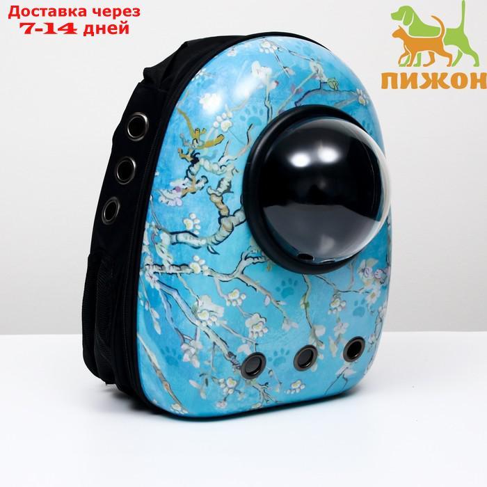 Рюкзак для переноски животных с окном для обзора "Лапки", 32 х 25 х 42 см, голубой - фото 1 - id-p209294927