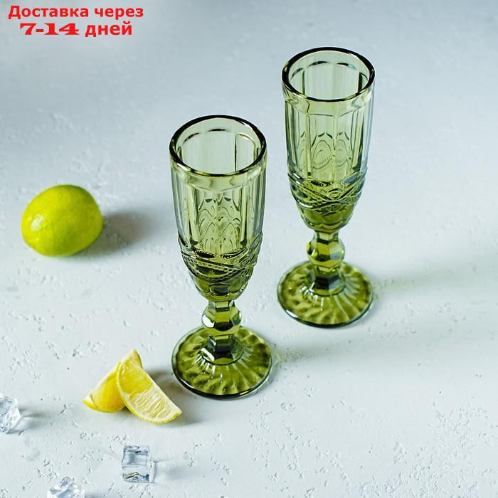 Набор бокалов для шампанского Magistro "Ла-Манш", 160 мл, 7×20 см, 2 шт, цвет зелёный - фото 9 - id-p209295916