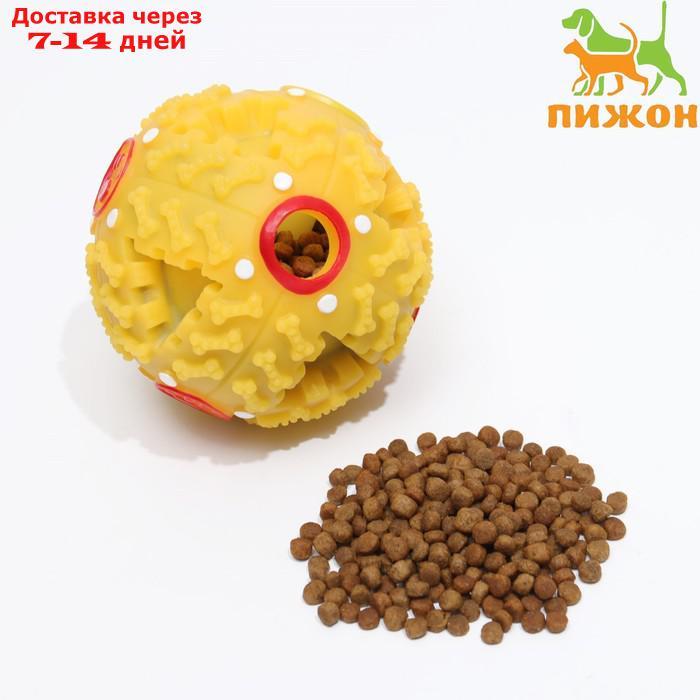 Квакающий мяч для собак большой, жёсткий, 9,5 см, жёлтый - фото 1 - id-p209298893