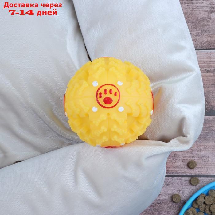 Квакающий мяч для собак большой, жёсткий, 9,5 см, жёлтый - фото 3 - id-p209298893