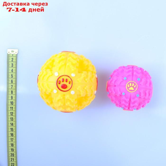 Квакающий мяч для собак большой, жёсткий, 9,5 см, жёлтый - фото 4 - id-p209298893