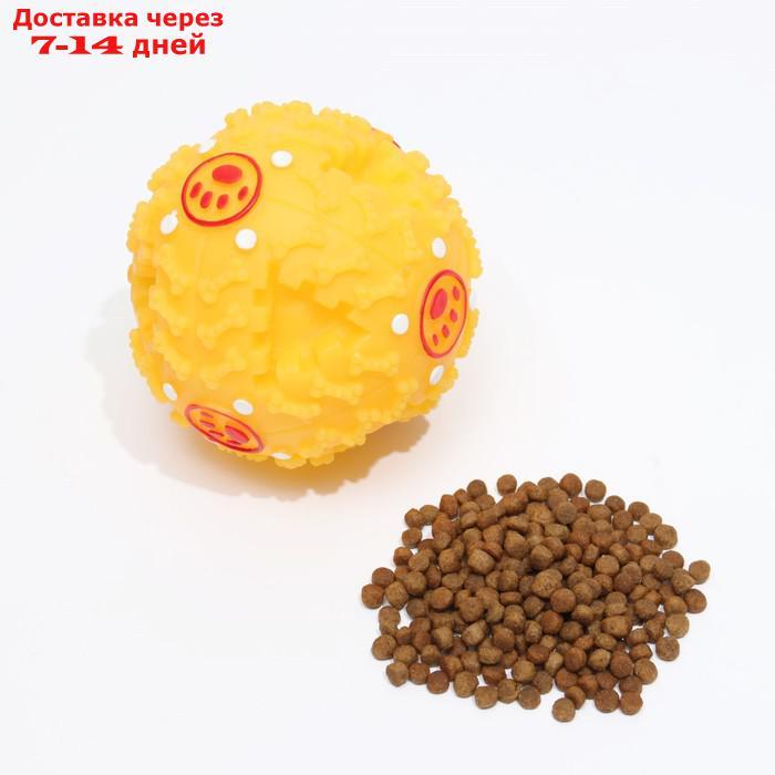 Квакающий мяч для собак большой, жёсткий, 9,5 см, жёлтый - фото 5 - id-p209298893