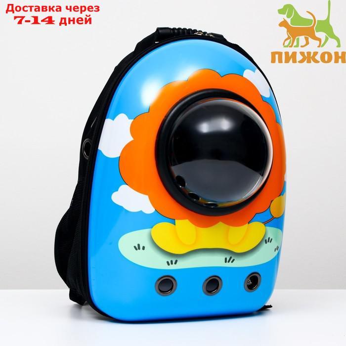 Рюкзак для переноски животных с окном для обзора "Лев", 32 х 25 х 42 см, голубой - фото 1 - id-p209294964