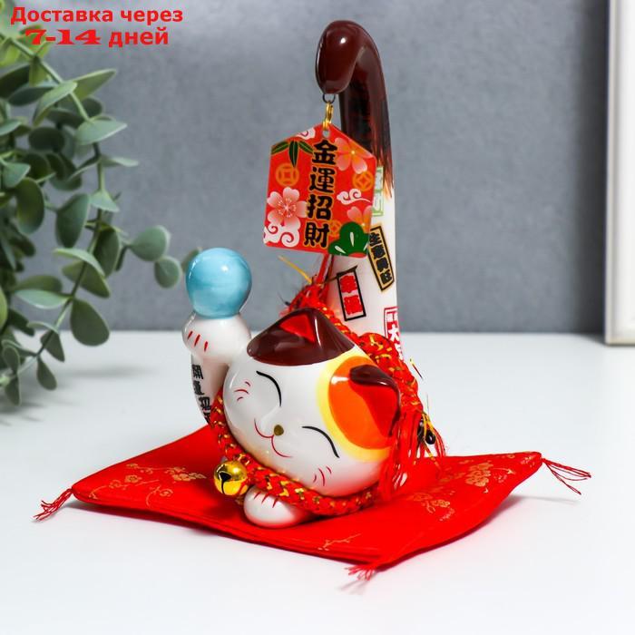 Сувенир керамика "Манэки-нэко с шариком и подвеской" 9х7х15,5 см - фото 3 - id-p209304880