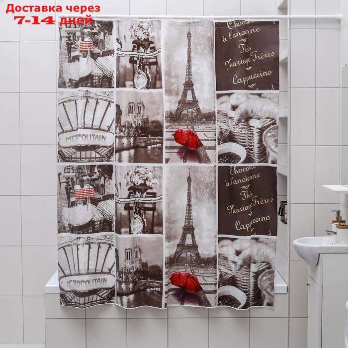 Штора для ванной комнаты Доляна "Париж ретро", 180×180 см, EVA, цвет белый - фото 1 - id-p209295987