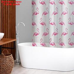 Штора для ванной комнаты SAVANNA "Фламинго", с люверсами, 180×180 см, PEVA