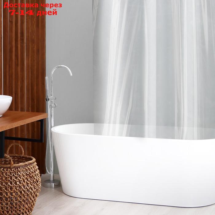 Штора для ванной комнаты SAVANNA "Лёд", с люверсами, 180×180 см, PEVA, прозрачная - фото 1 - id-p209296025