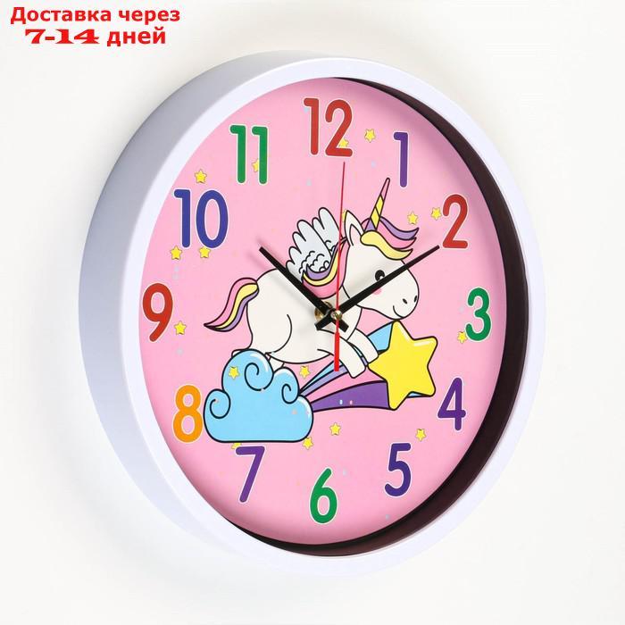 Часы настенные, серия: Детские, "Единорожка", дискретный ход, d=30 см, АА - фото 2 - id-p209302975