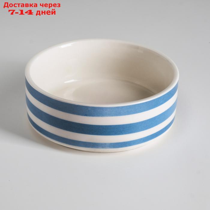 Миска керамическая "Полоски", 10,5 х 4 см, 180 мл, синяя - фото 1 - id-p209303933
