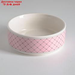 Миска керамическая "Сеточка", 10,5 х 4 см, розовая