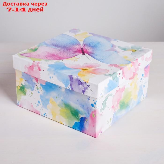 Набор подарочных коробок 3 в 1 "Акварельные бабочки", 18 х 18 х 10 - 22 х 22 х 12 см - фото 2 - id-p209296060