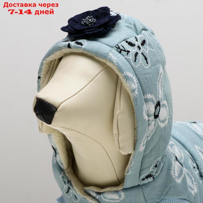 Куртка для собак с цветами, S (ДС 20 см, ОШ 23 см, ОГ 32 см), голубая - фото 7 - id-p209296070