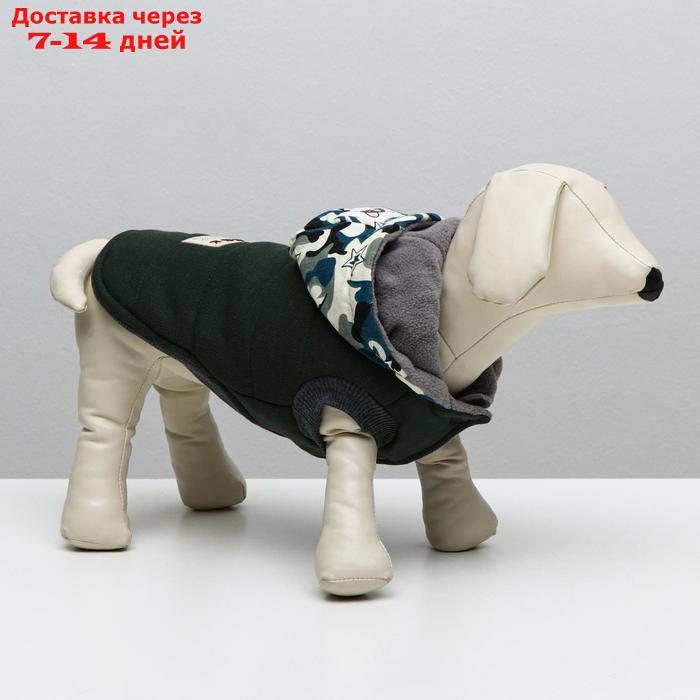 Куртка для собак, S (ДС 20 см, ОШ 23 см, ОГ 32 см), тёмно-зелёная - фото 1 - id-p209296073