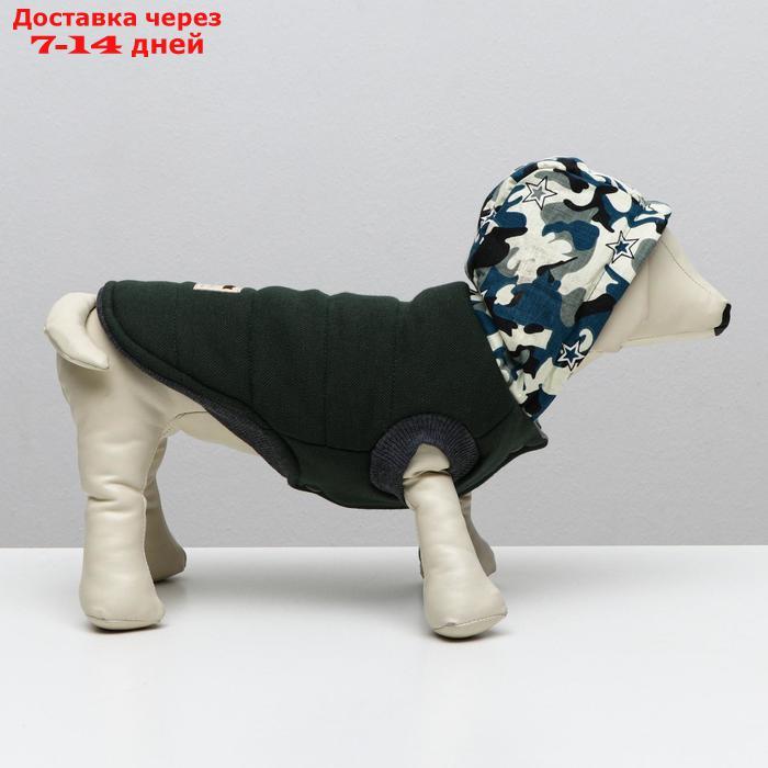 Куртка для собак, S (ДС 20 см, ОШ 23 см, ОГ 32 см), тёмно-зелёная - фото 4 - id-p209296073