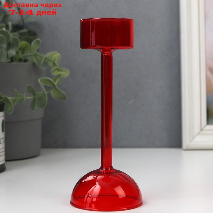 Подсвечник стекло на 1 свечу "Высокая ножка на шаре" красный d до 4,7 см 14,5х6,5х6,5 см - фото 1 - id-p209299056