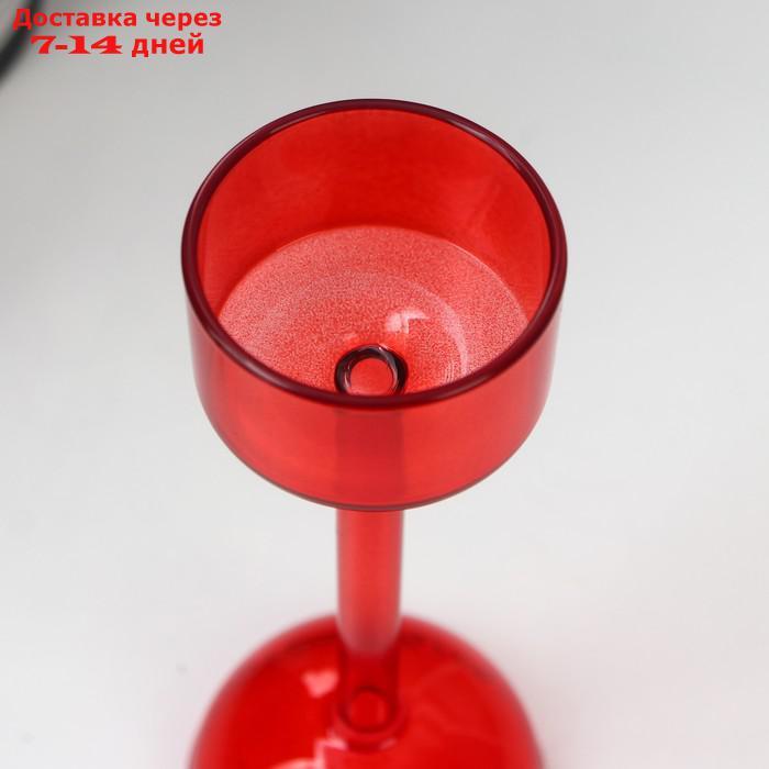 Подсвечник стекло на 1 свечу "Высокая ножка на шаре" красный d до 4,7 см 14,5х6,5х6,5 см - фото 2 - id-p209299056