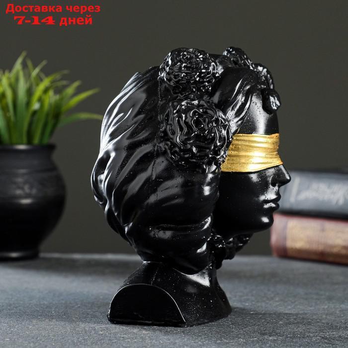 Фигурное кашпо "Горгона Медуза" черная с золотом 16см - фото 5 - id-p209295099