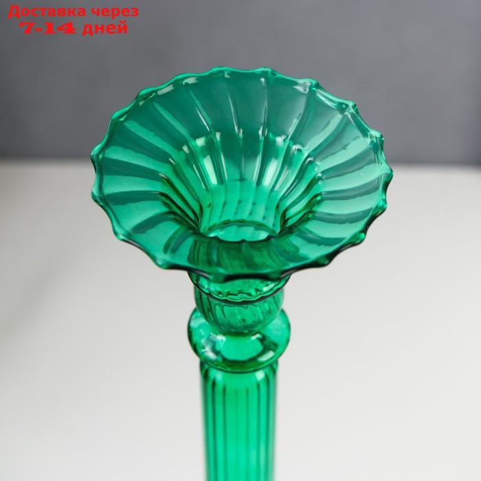 Подсвечник стекло на 1 свечу "Аверон" прозрачный зелёный 30х7,5х7,5 см - фото 2 - id-p209298057