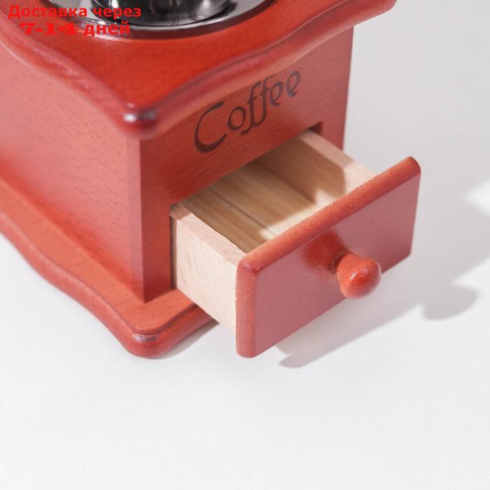 Кофемолка ручная "Утренний кофе" красное дерево 9,8х16 см - фото 3 - id-p209301043