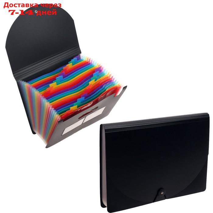 Папка на резинке формат А4, черная, 24 отделения разноцветных - фото 1 - id-p209298078