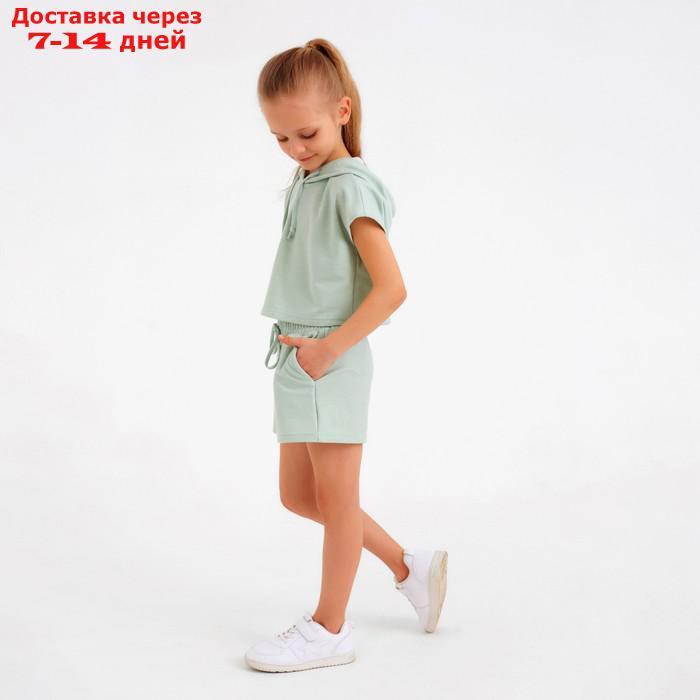 Комлект для девочки (топ, шорты) MINAKU: Casual Collection цвет оливковый, рост 110 - фото 3 - id-p209306039