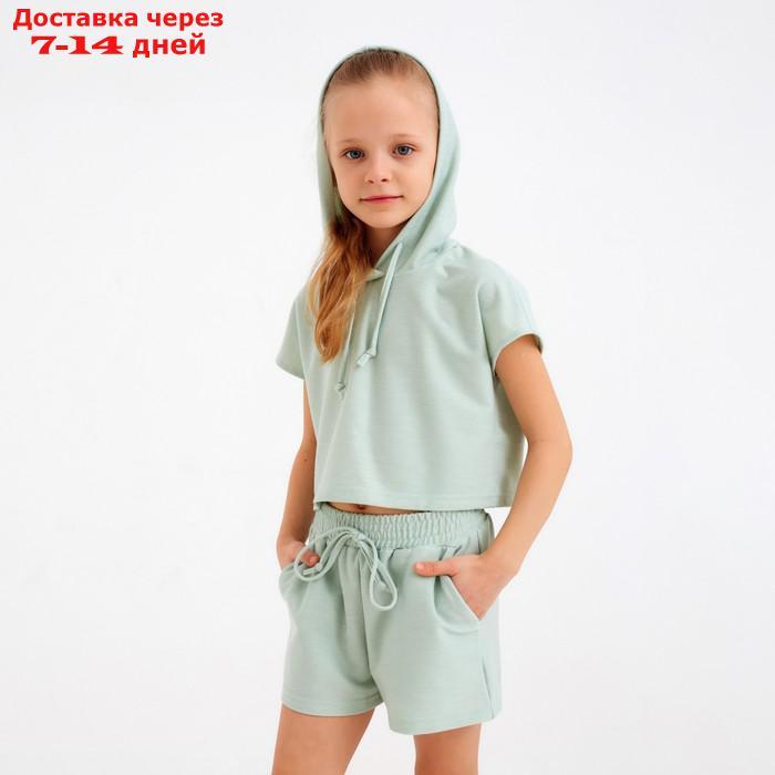 Комлект для девочки (топ, шорты) MINAKU: Casual Collection цвет оливковый, рост 110 - фото 5 - id-p209306039