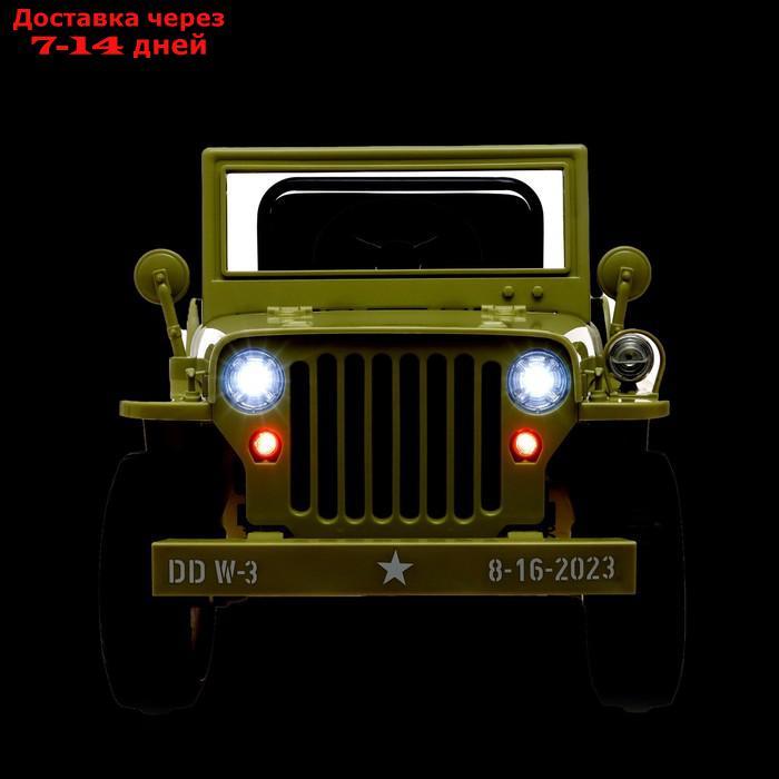 Электромобиль "Джип", кожаное сидение, EVA колеса, цвет зелёный - фото 2 - id-p209306171