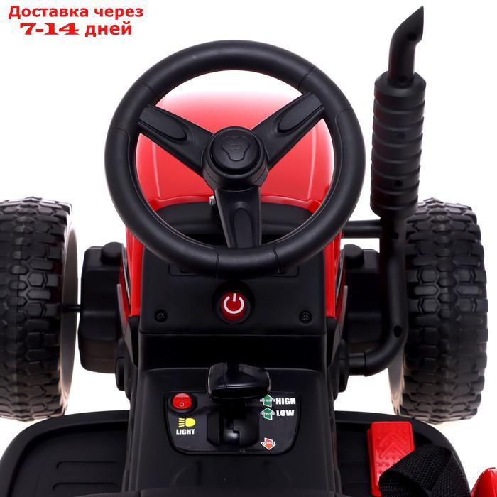 Электромобиль "Трактор", с прицепом, EVA колеса, кожаное сидение, цвет красный - фото 6 - id-p209306172