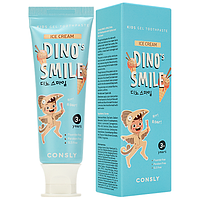 Гелевая зубная паста c ксилитом и вкусом пломбира Dino's Smile Kids Gel Toothpaste Ice Cream 60г