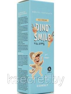 Гелевая зубная паста c ксилитом и вкусом пломбира Dino's Smile Kids Gel Toothpaste Ice Cream 60г - фото 2 - id-p209646150